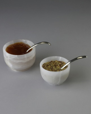 White Onyx Condiment Bowls