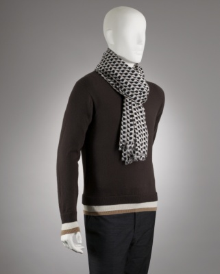 Neutral Wave Cashmere Scarf