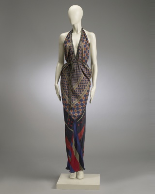 1960s Indigo Scarf Dress