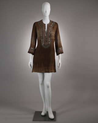 Brown Tie-Dye Tunic Dress
