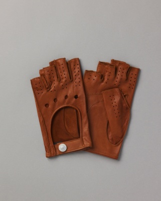 Tan Leather Half Driving Gloves