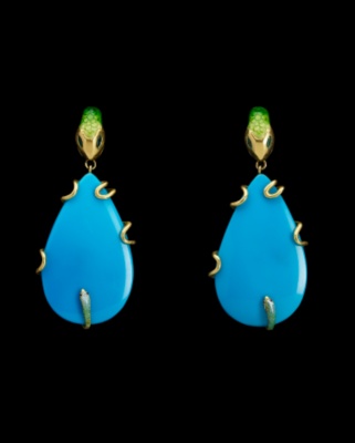 Turquoise Serpent Earrings