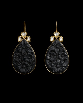 Black Magnolia Earrings