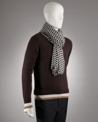 Neutral Wave Cashmere Scarf