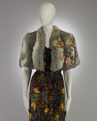 Embroidered Fur Cape