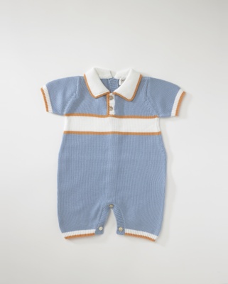 Orange Trim Polo Romper
