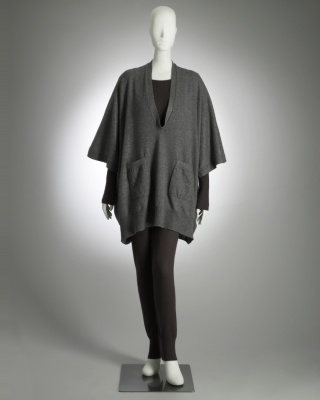 Gray Cashmere Poncho