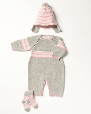 Pink Striped Romper Set