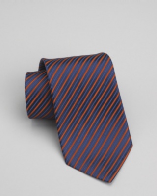 Orange Striped Silk Tie